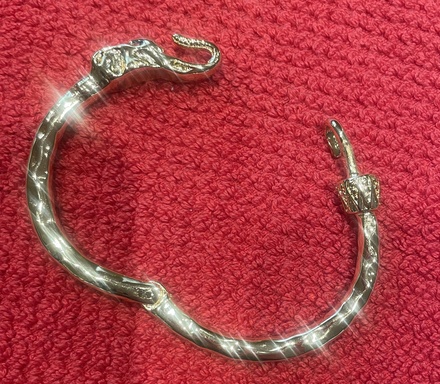 Thick Gold Bracelet, Elephant theme, trunks are the clasp